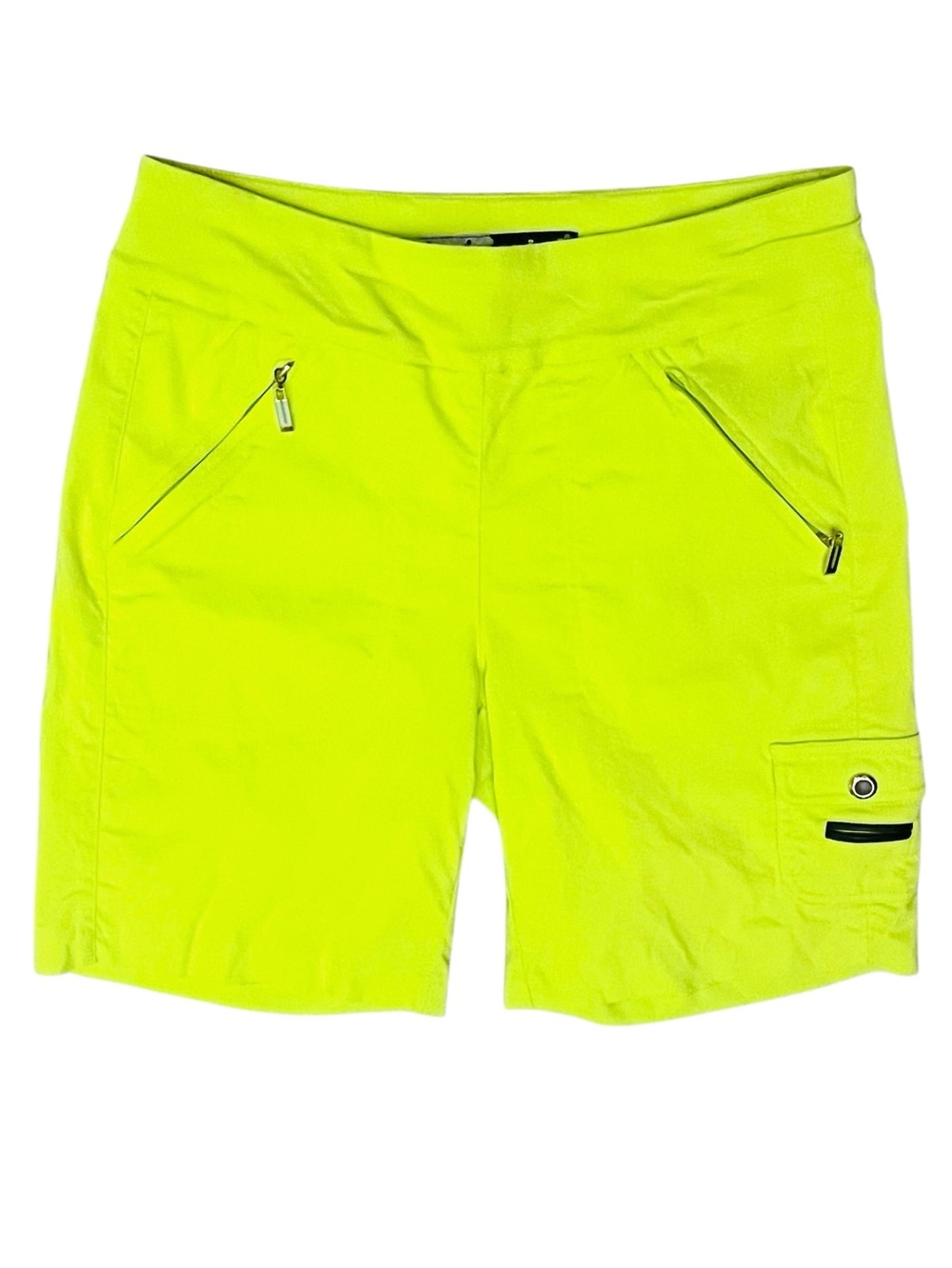 Jamie Sadock Shorts Golf Tennis Vibrant Yellow/Lime Zip/Pockets Stretch Sz 6 - Picture 2 of 13